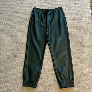 Avec Les Filles x Anthropologie Faux Leather Joggers | Green | Size Large